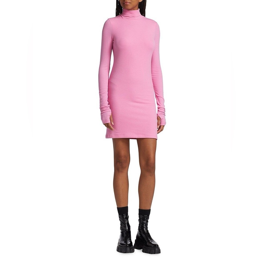 ATM Anthony Thomas Melillo - Ribbed Petal Pink Turtleneck Shift Dress